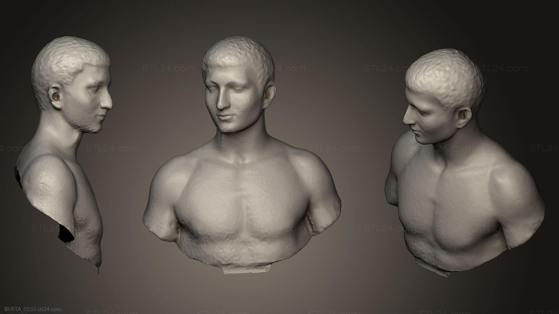 Бюсты и головы античные и исторические (Неизвестный Мужчина 26, BUSTA_0555) 3D модель для ЧПУ станка